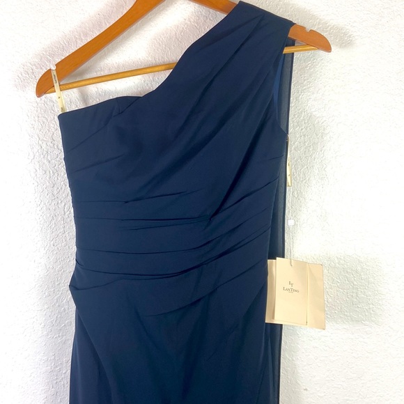 lan ting Pants - NWT Lan Ting one shoulder chiffon overlay floor length jumpsuit